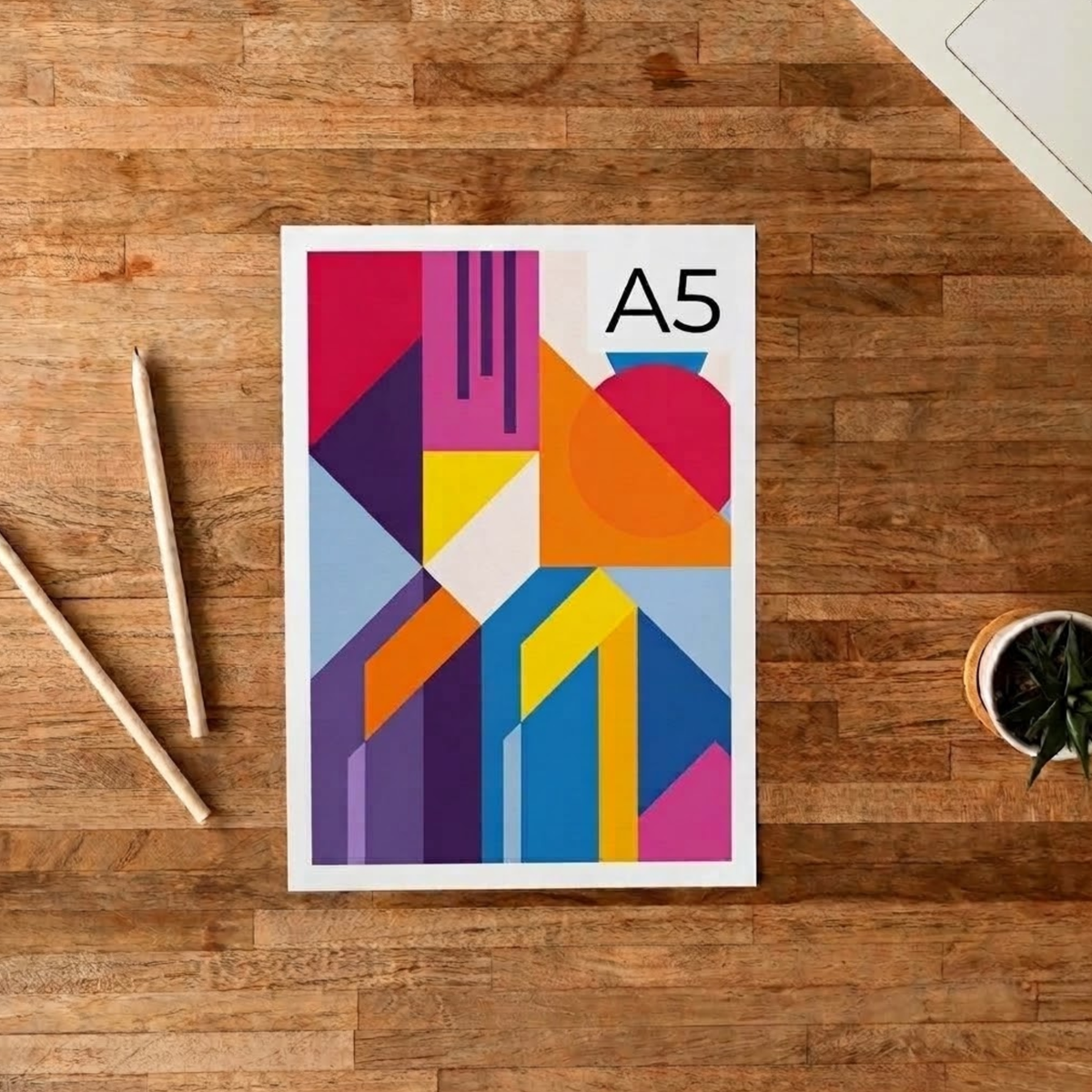 A5 colour printing example with vibrant full colour artwork on white paper.