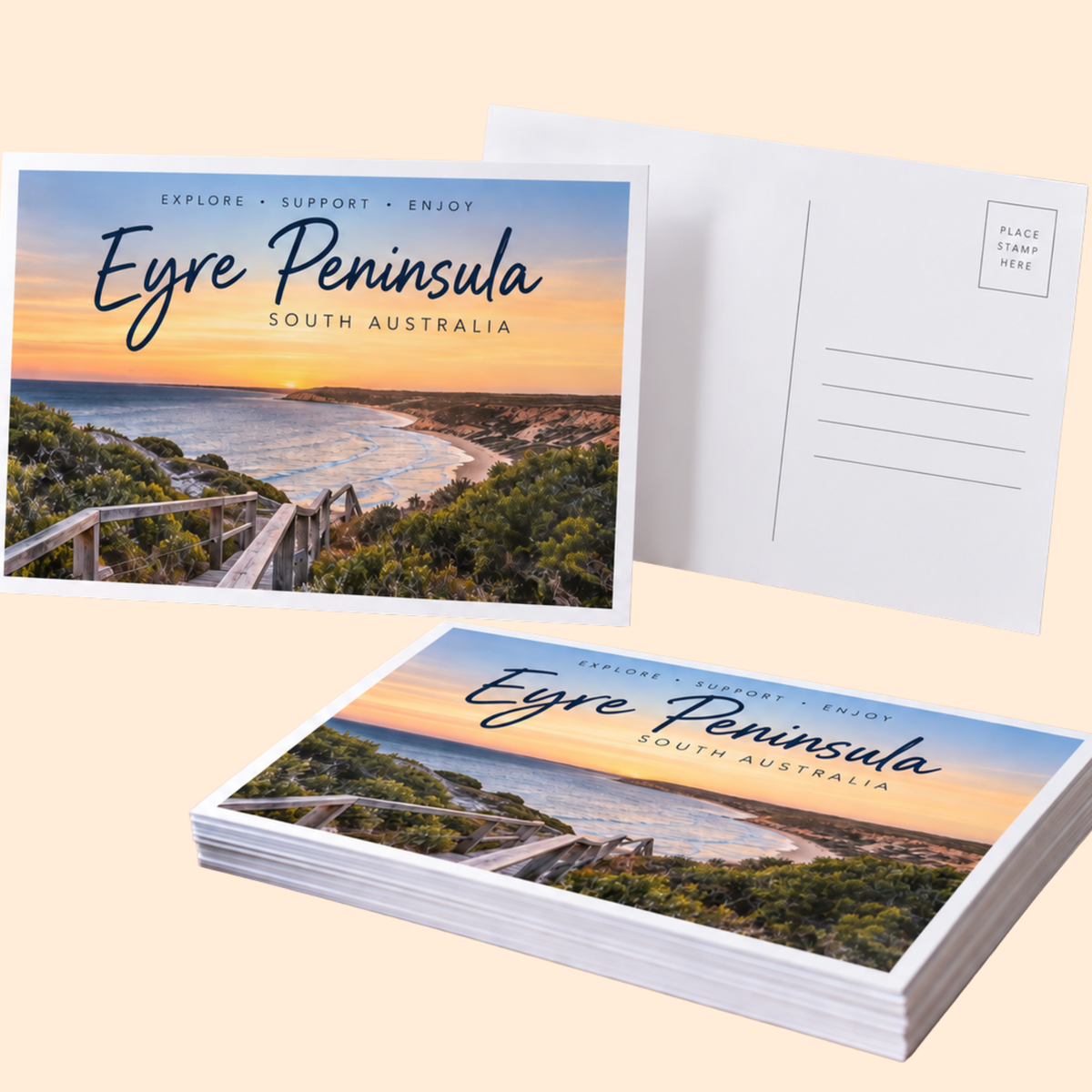 Custom full colour postcards printed on premium card stock with professional quality finish.