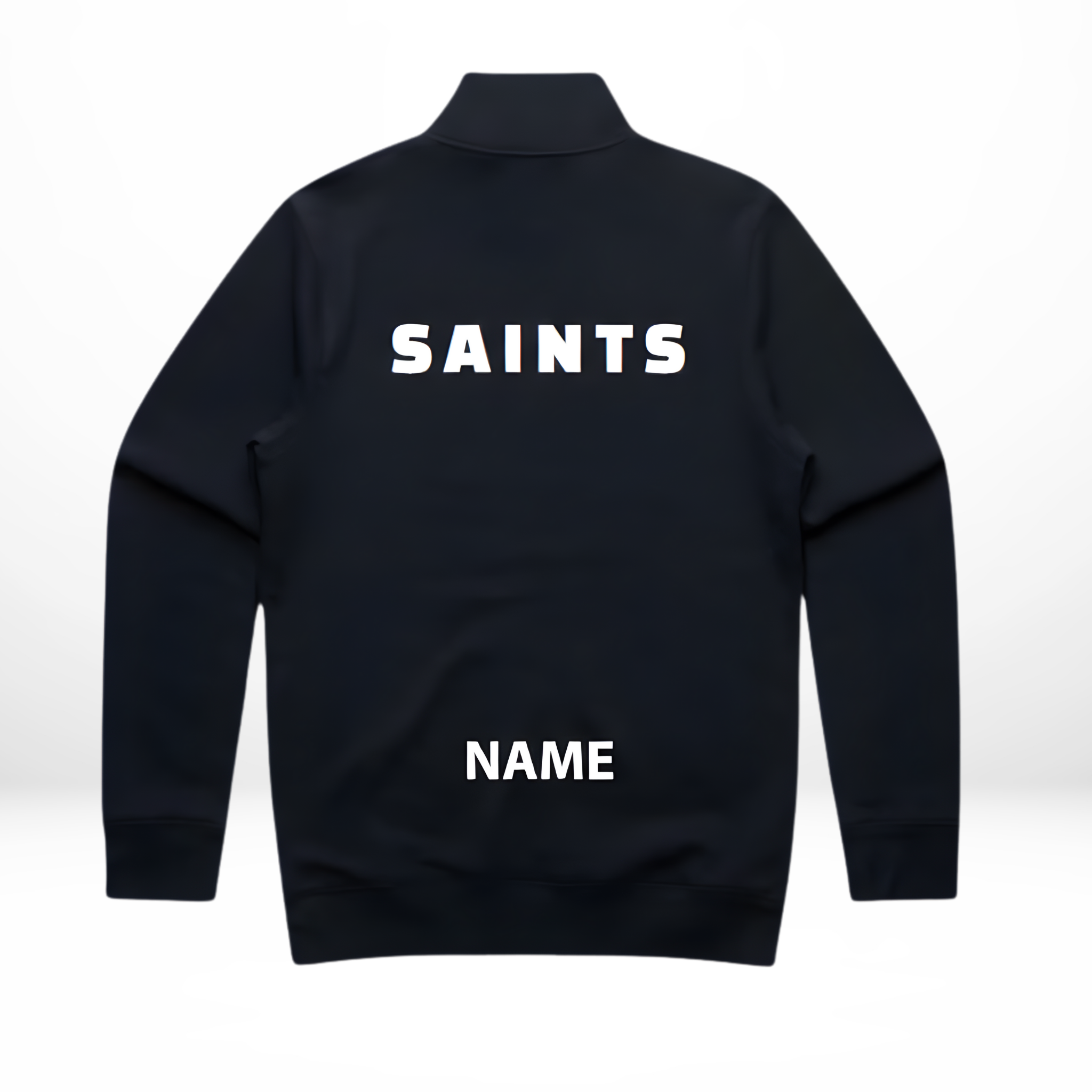 Navy Jumper with 'SAINTS' printed on the back against a white background