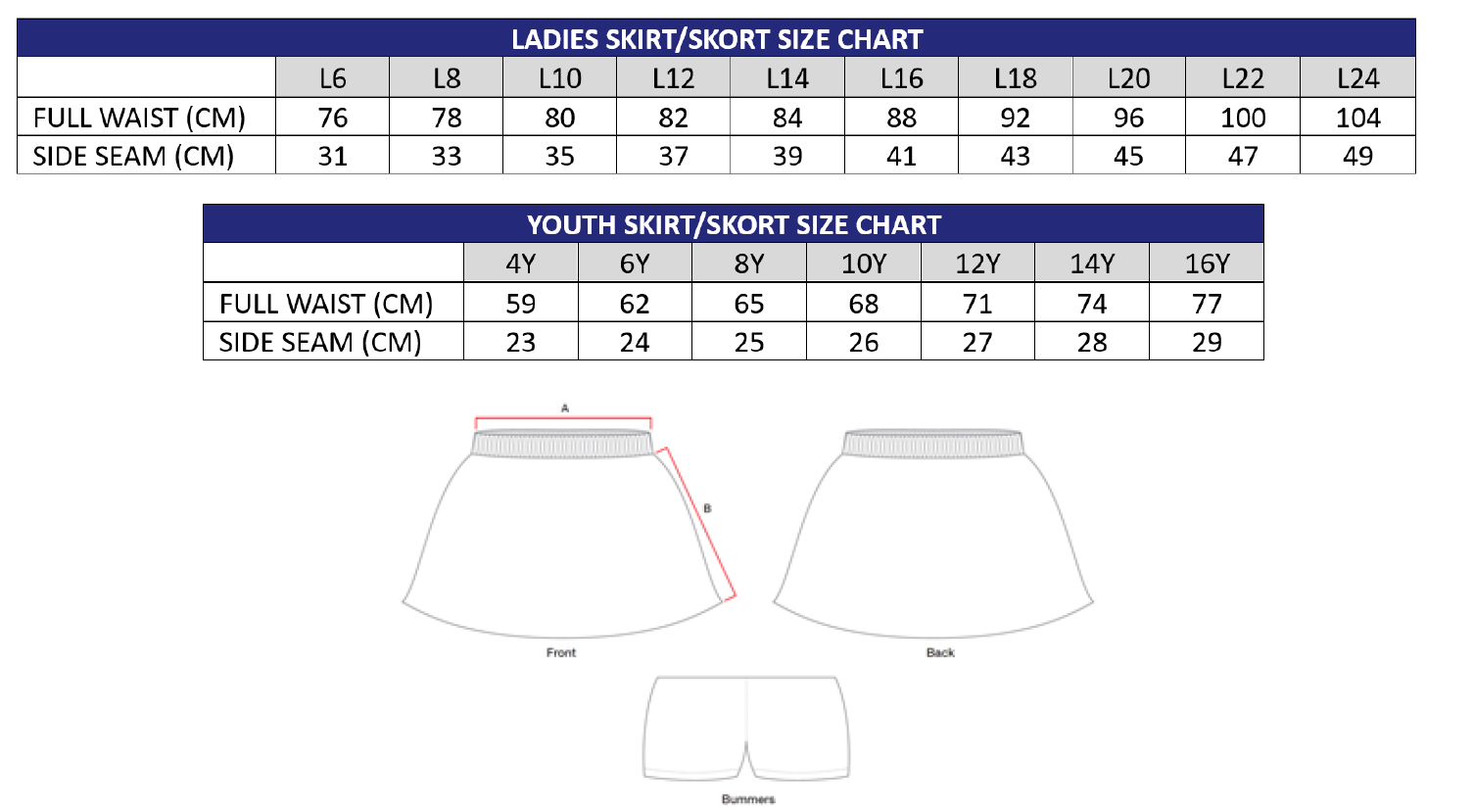 WHC Game Day Skirts