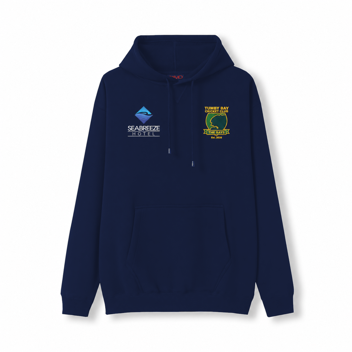 Tumby Bay Cricket Club navy hoodie, front