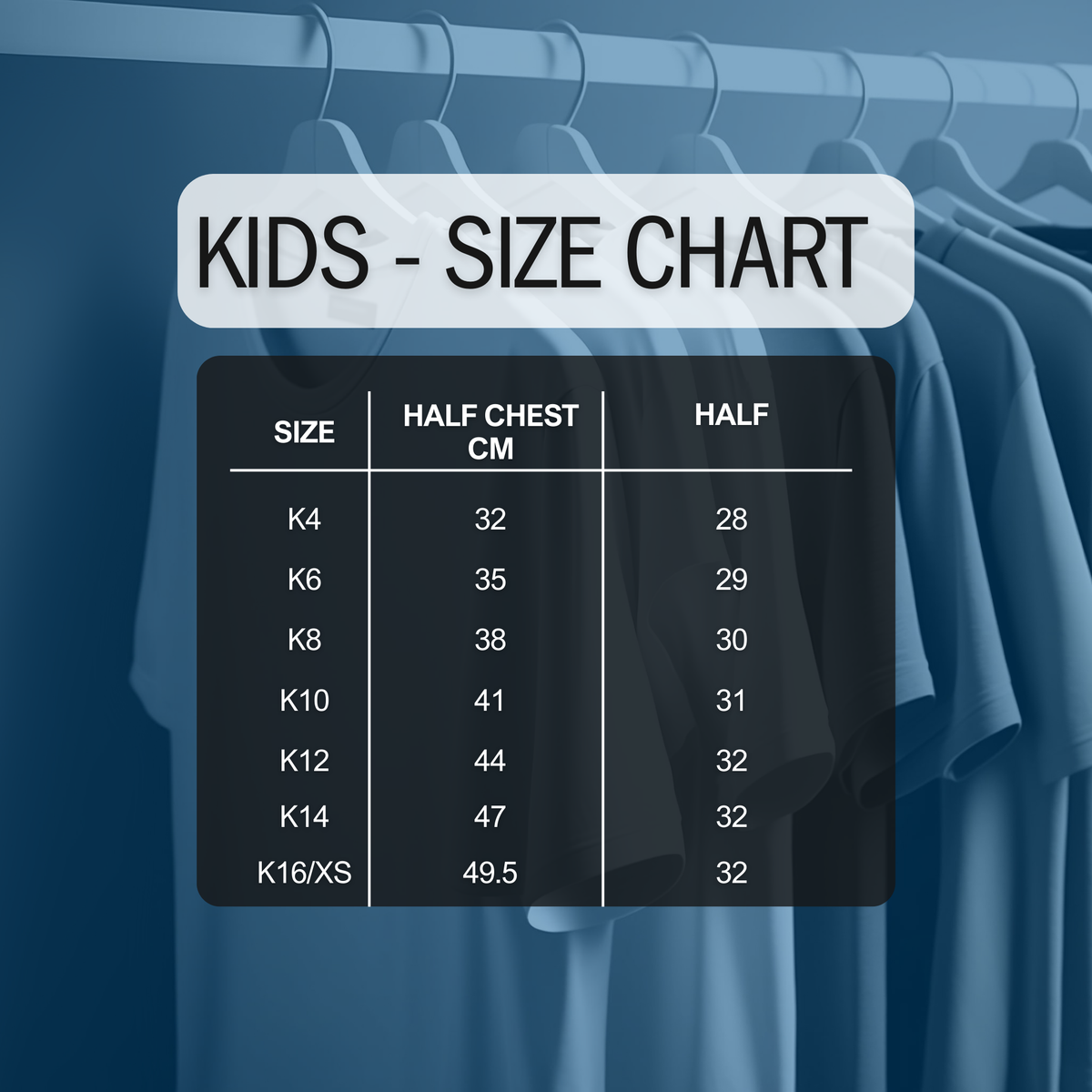 Kids size guide for Saints PL Netball - Polo Shirt - Stock on Hand