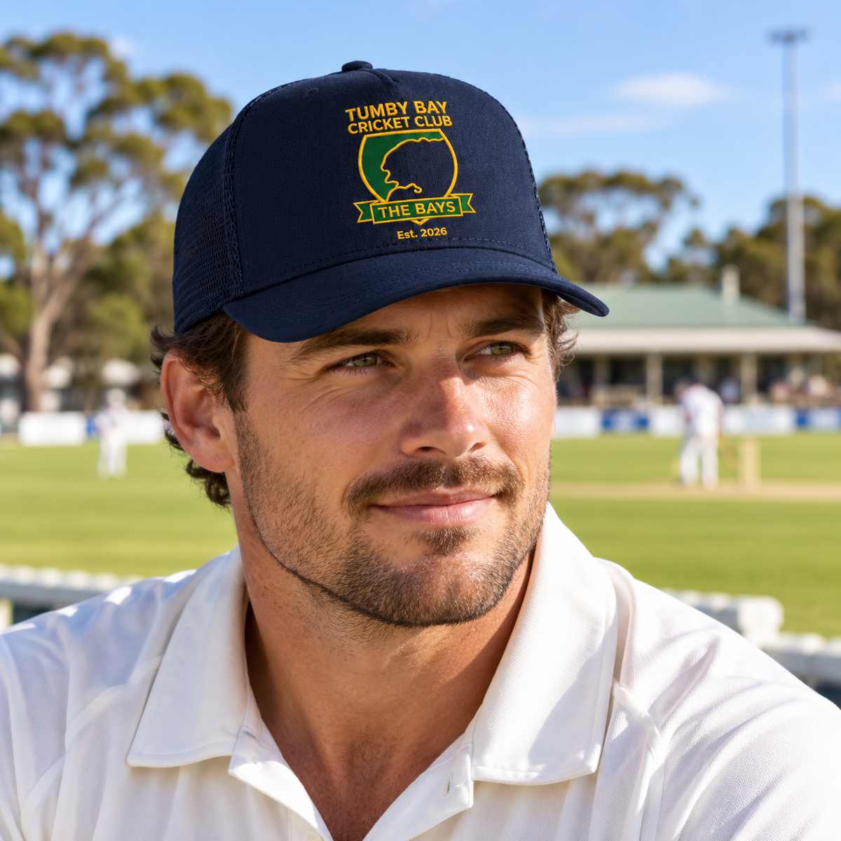 Tumby Bay Cricket Club cap being worn